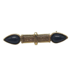 1928 Collection Black Lucite Bar Brooch Pin Gold Tone Vintage